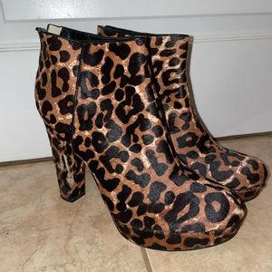 michael kors leopard calf hair platform ankle boot